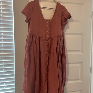 notPERFECTLINEN custom mama dress in cinnamon rose